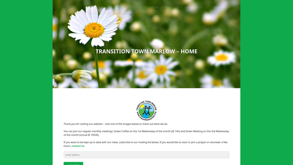 Screenshot of the Transition Town Marlow website