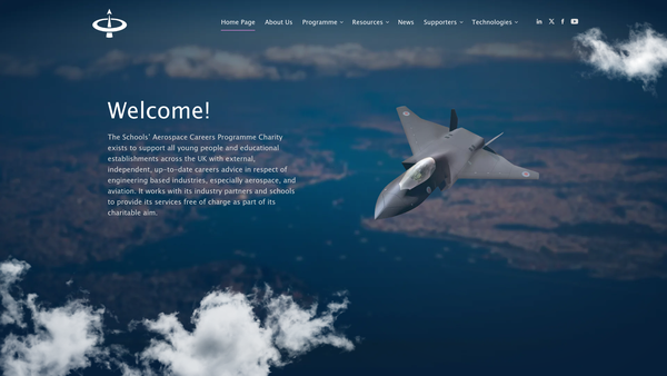 Screenshot of the The Schools' Aerospace Careers Programme website