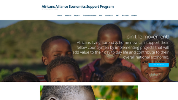 Screenshot of the Africans Alliance Economics Support Program website