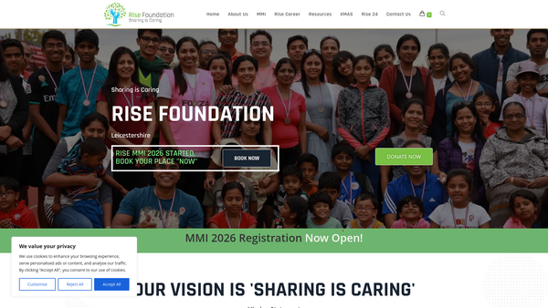 Screenshot of the Rise Foundation Leicestershire website