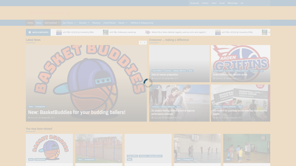 Screenshot of the Crossover Basketball Association website