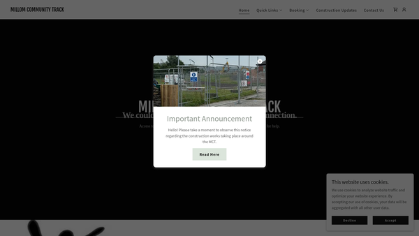 Screenshot of the Millom Community Track website