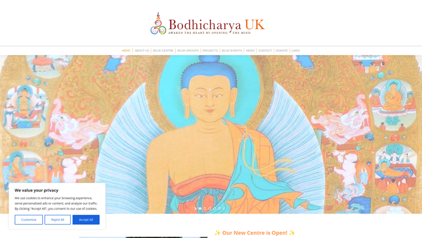 Screenshot of the Bodhicharya UK website