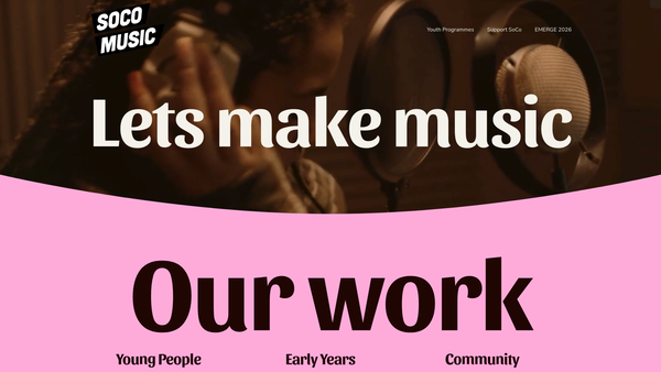 Screenshot of the Soco Music Project website
