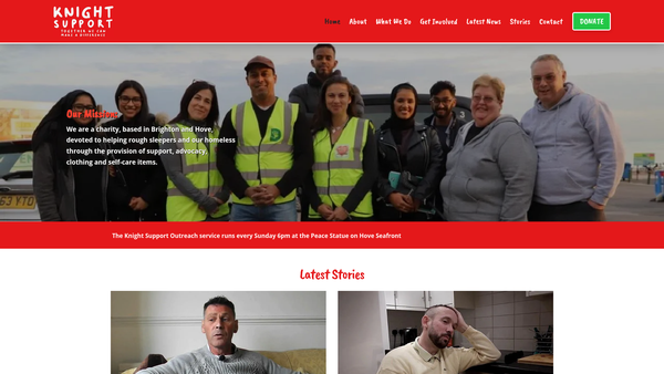Screenshot of the Knight Support website