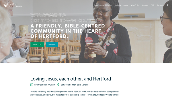 Screenshot of the Hertford Town Church website