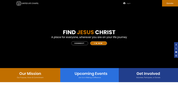 Screenshot of the United Life Chapel website