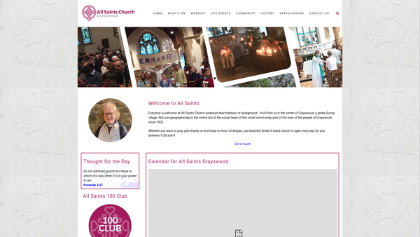 Screenshot of the All Saints Grayswood Pcc website