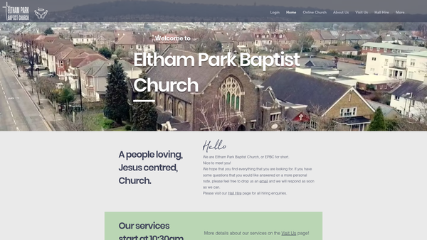 Screenshot of the Eltham Park Baptist Church website