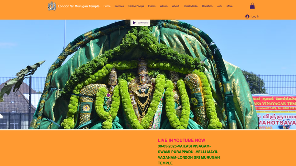 Screenshot of the London Sri Murugan Temple website