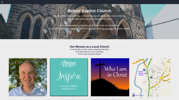 Screenshot of the Belper Baptist Church website