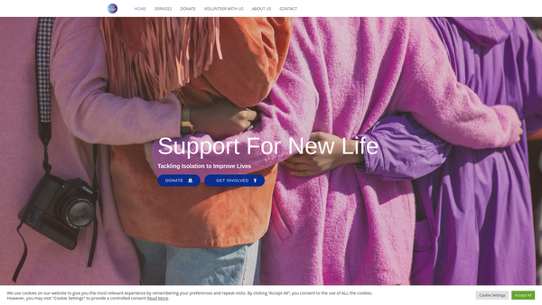 Screenshot of the Support For New Life website