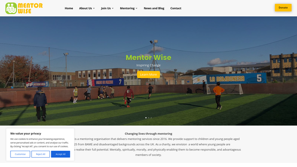 Screenshot of the Mentor Wise website
