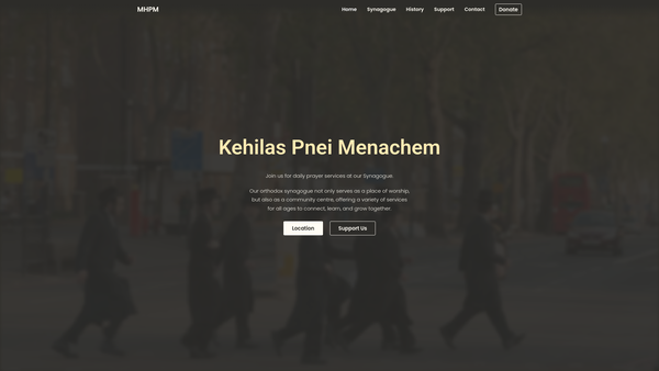 Screenshot of the Mosdos Hatorah Pnei Menachem Ltd website