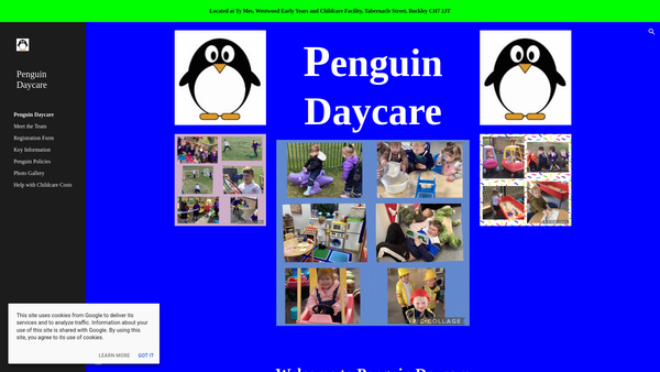 Screenshot of the Penguin Daycare website