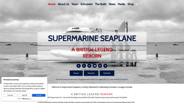 Screenshot of the Supermarine Seaplane website