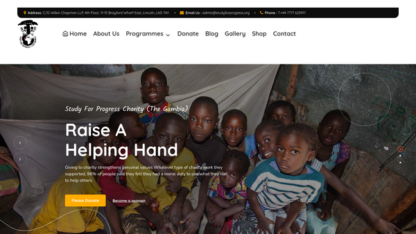 Screenshot of the Study For Progress Charity (The Gambia) website