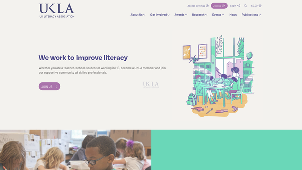 Screenshot of the United Kingdom Literacy Association website