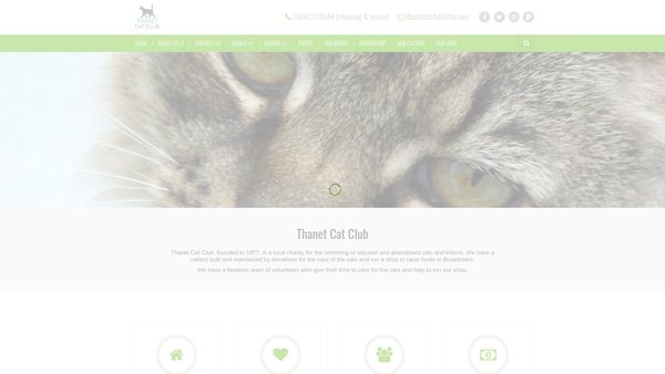 Screenshot of the Thanet Cat Club website