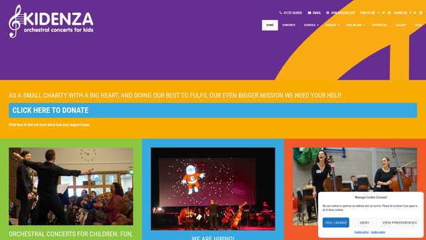 Screenshot of the Kidenza website