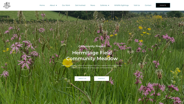 Screenshot of the Hermitage Field Community Meadow website