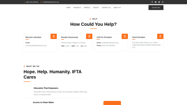 Screenshot of the Ifta Welfare Trust UK website