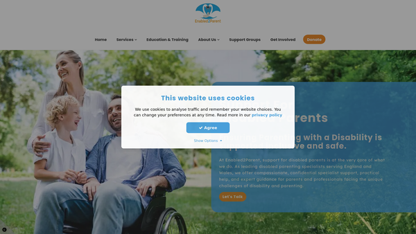 Screenshot of the Enabled2parent website