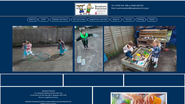 Screenshot of the Burpham Preschool website