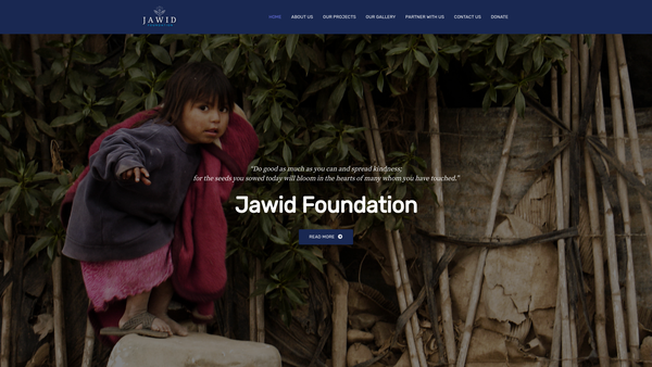 Screenshot of the Jawid Foundation website