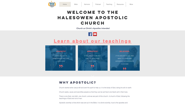 Screenshot of the Halesowen Apostolic Church website