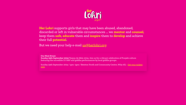 Screenshot of the Her Lohri Project website