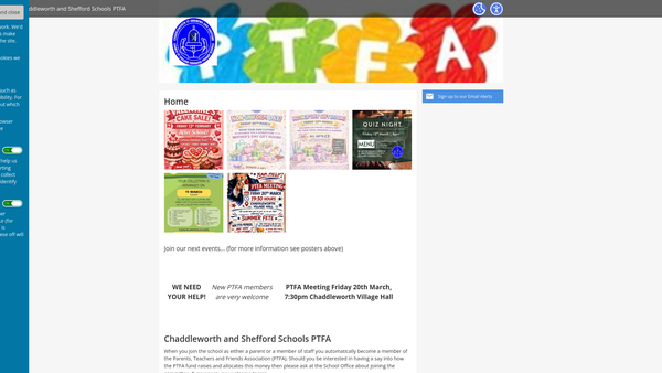 Screenshot of the Chaddleworth And Shefford Schools PTFA website