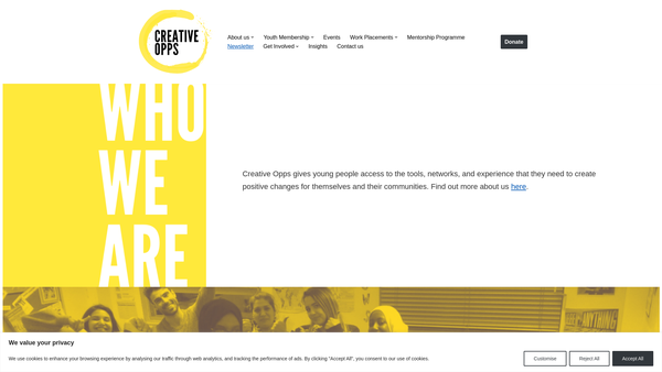 Screenshot of the Creative Opps CIO website