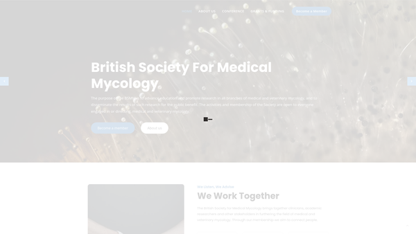 Screenshot of the British Society for Medical Mycology website
