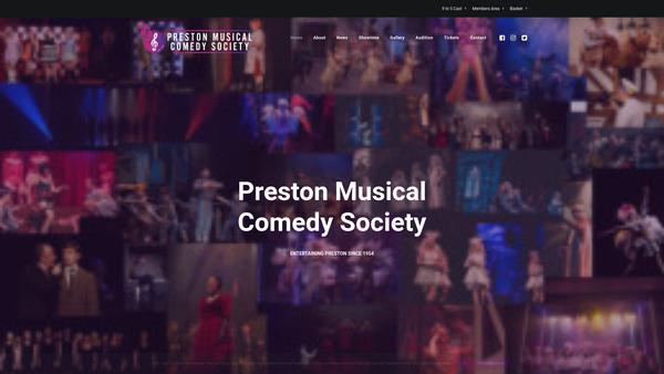 Screenshot of the The Preston Musical Comedy Society website