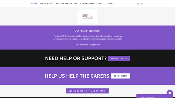 Screenshot of the The Laura Hyde Foundation website