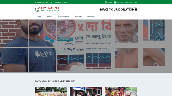 Screenshot of the Mohammed Welfare Trust website