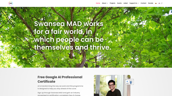 Screenshot of the Swansea MAD website