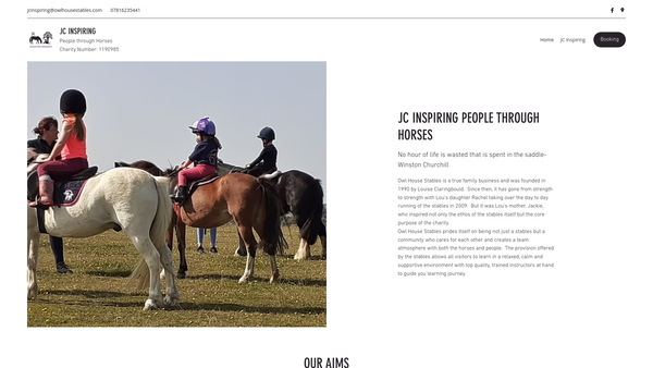 Screenshot of the Jackie Claringbould Inspiring People Through Horses website