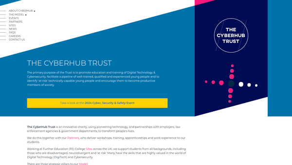 Screenshot of the The Cyberhub Trust website