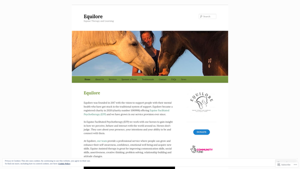 Screenshot of the Equilore website