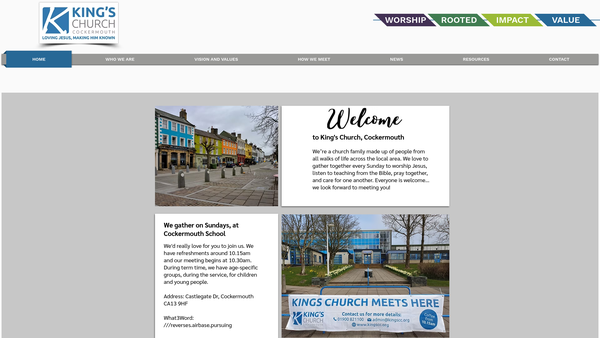 Screenshot of the King's Church Cockermouth website