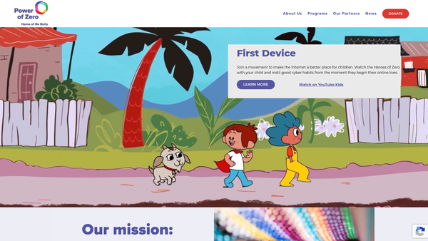 Screenshot of the Power Of Zero website
