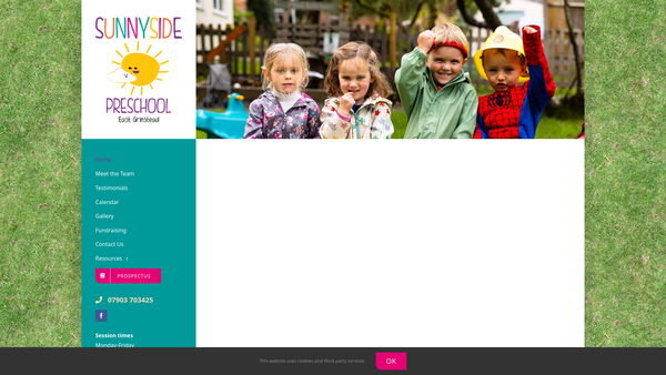 Screenshot of the Sunnyside Community Pre-School CIO website