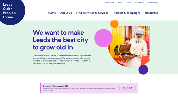 Screenshot of the Leeds Older People's Forum website