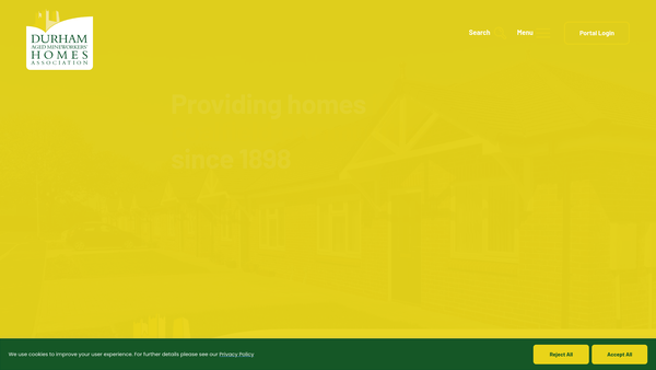 Screenshot of the Durham Aged Mineworkers' Homes Association website