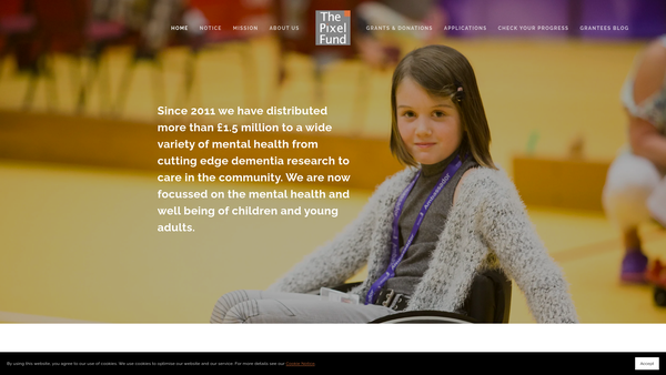 Screenshot of the The Pixel Fund website