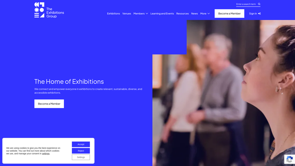 Screenshot of the Touring Exhibitions Group website