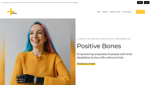 Screenshot of the Positive Bones website