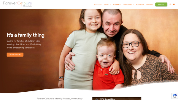 Screenshot of the Forever Colours Children's Hospice website